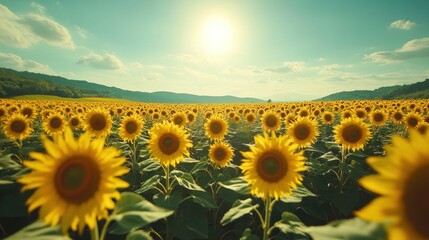 Sunflowers Field at Sunset
