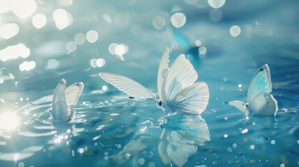 White butterflies on water