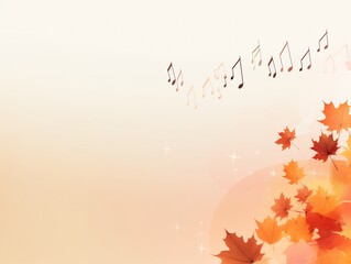 Autumn-themed background with musical notes and falling leaves.