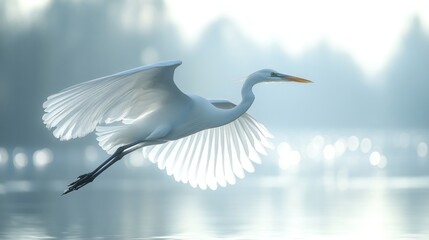 Great Egret in Flight