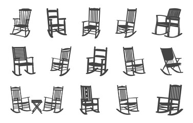 Wooden rocking chair silhouette, Wooden rocking chair svg, Old rocking chair svg, Rocking chair svg, Rocking chair silhouette, Wooden rocking chair vector bundle.

