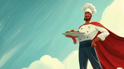 Confident Chef Holding Plate of Fresh Food