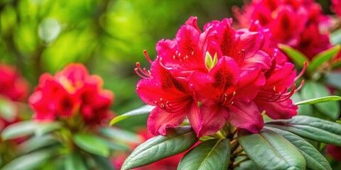 Exquisite red Rhododendron arboreum flower in full bloom, Rhododendron, arboreum, flower, red, bloom, plant, vibrant, colorful