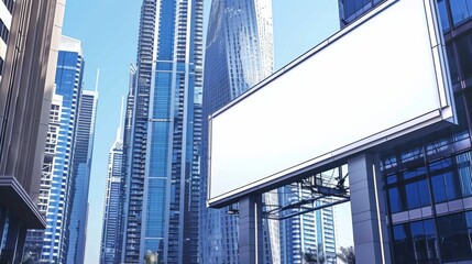 Naklejka premium Realistic Blank Advertising Billboard in Dubai Cityscape