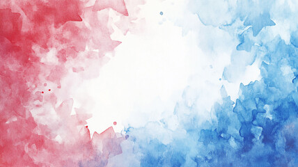 Abstract watercolor splash in red, white, and blue tones, ideal for artistic backgrounds and designs