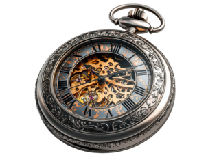 Vintage pocket watch with intricate gears and ornate design