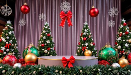 Naklejka premium Christmas Decorations with a Stage
