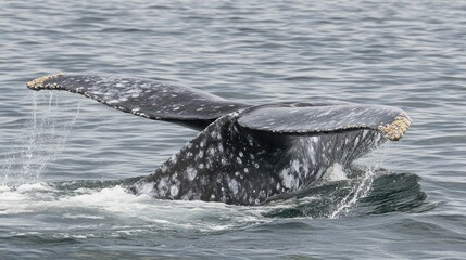 Fototapeta premium Majestic Whale Tail Above Serene Water Surface