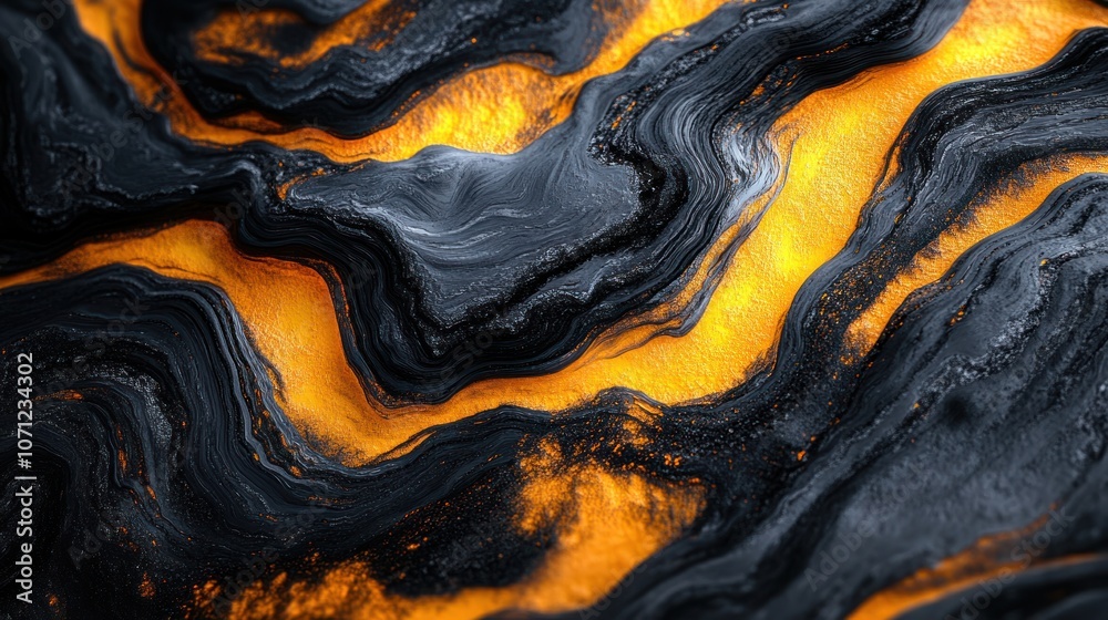 Canvas Prints abstract background with black and orange swirls.