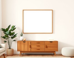 Luxury living room with empty frame mockup on top of the wall