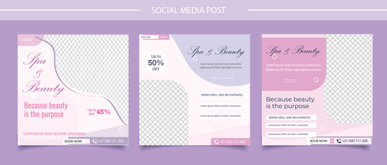 Beauty and spa center social media template design