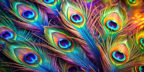 Colorful and vibrant peacock feather background, feather, feathers
