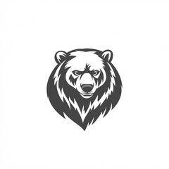 A fierce, stylized bear head illustration, featuring bold lines and an intense expression, ideal for logos or wildlife-themed designs.