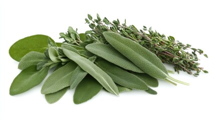 Fresh Herbs on White Background for Culinary Use