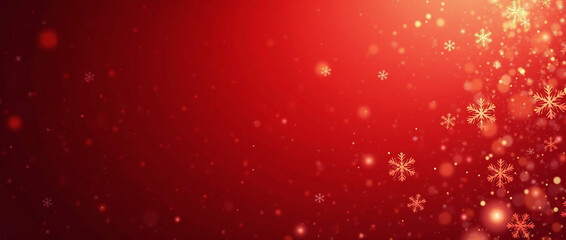 Obraz premium red Christmas background with Glittering snowflakes and lights. Xmas banner.