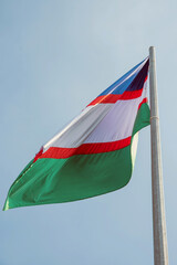 Flag of the city of Santiago de Cali, Colombia, waving on a summer afternoon
