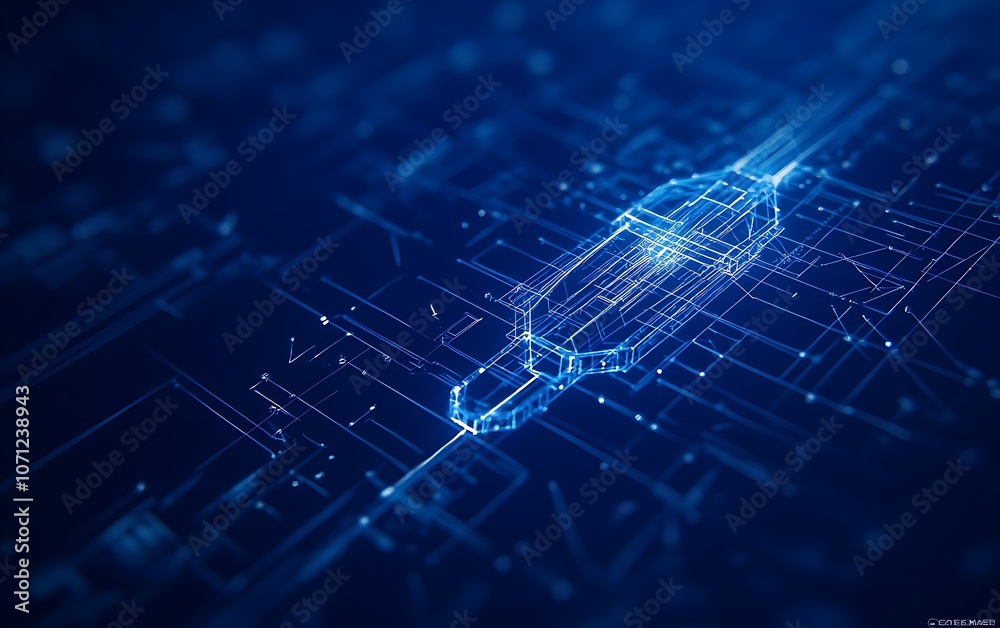 Poster a digital representation of a lock with interconnected data points, symbolizing cybersecurity and da