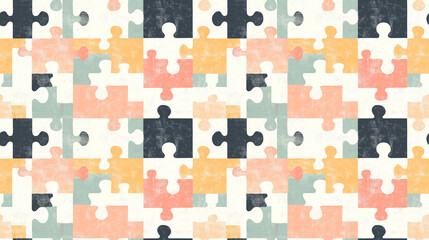 Abstract geometric puzzle pattern in pastel colors for modern design and decoration - seamless pattern