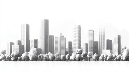 Naklejka premium Minimal Monochromatic Cityscape with High Contrast