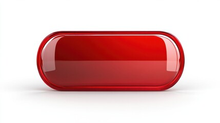 Classic red tag with a glossy finish and secure ribbon, isolated on a plain white background