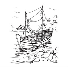 The ship drawing vector design