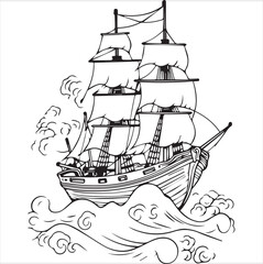 The ship drawing vector design
