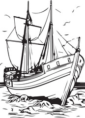 The ship drawing vector design