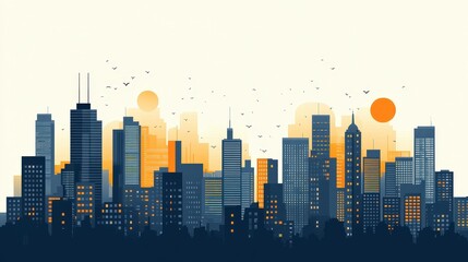 Fototapeta premium Minimal Monochromatic Cityscape with Warm Tones