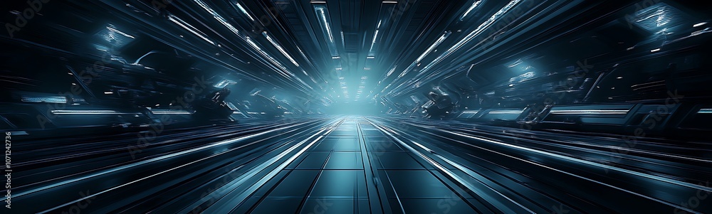Aufkleber A futuristic tunnel filled with vibrant lights and dynamic patterns, creating a sense of motion and depth in a high-tech environment.