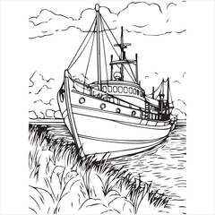 The ship drawing vector design