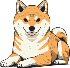 Shiba inu dog hand drawn design art