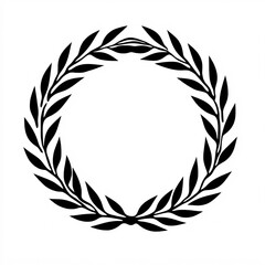 A circular laurel wreath design, symbolizing victory, status, and achievement, depicted in a simple black silhouette.