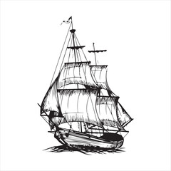 The ship drawing vector design
