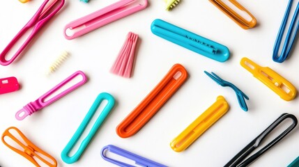 Obraz premium Colorful Hair Accessories on White Background