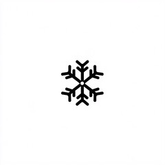 Fototapeta premium A simple black snowflake icon on a white background, representing winter and cold weather.
