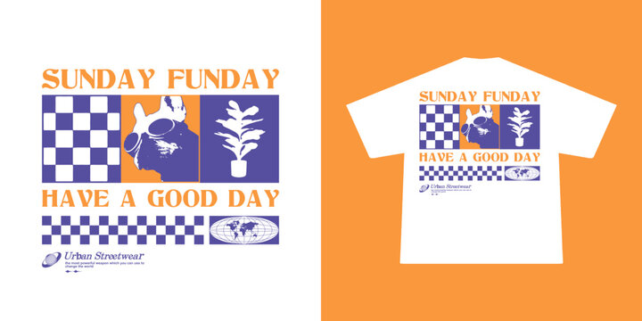Retro illustration of sunday funday t shirt design, vector graphic, typographic poster or tshirts street wear and Urban style