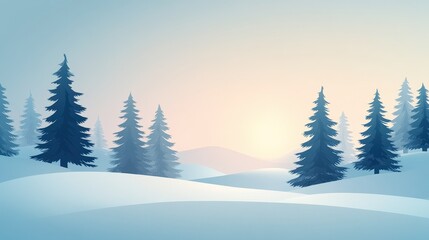 Fototapeta premium Serene Winter Landscape with Snow-Covered Trees