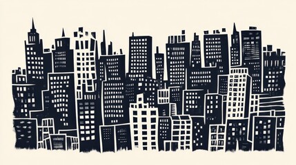 Fototapeta premium Monochromatic Cityscape with Minimalist Design