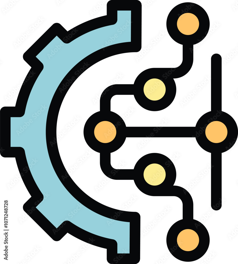 Poster gear connecting nodes symbolizing the automation process with its interconnected components