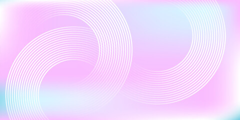 Abstract circle lines on blue and pink gradient soft color background