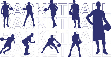 Illustration silhouette of basketball player athlete