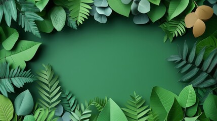 FSC, Forest Stewardship Council FSC text on recycled paper with leaf border, certified sustainability, 3D illustration