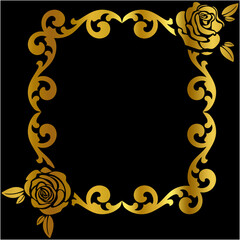 golden decorative vintage roses frames and scroll elements. Classic calligraphy swirls, swashes, dividers, . Good for greeting cards, wedding invitations, restaurant menu, royal certificates.