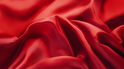 Obraz premium Flowing red silk fabric drapes elegantly in soft light, creating a luxurious and vibrant effect