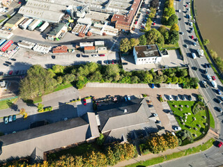 Aerial View of Nottingham City of East Midlands Region of England, United Kingdom. It Was Clean and...