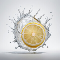 Bright lemons splash water, invigorating the scene.