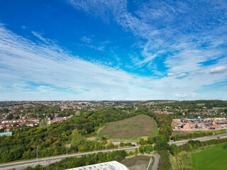 Aerial View of Nottingham City of East Midlands Region of England, United Kingdom. It Was Clean and...