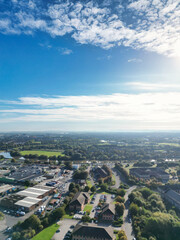 Aerial View of Nottingham City of East Midlands Region of England, United Kingdom. It Was Clean and Bright Sunny Day over UK