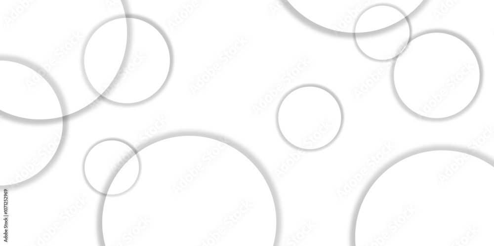 Fototapete Abstract background with circle white abstract geometric background with soft light white paper circles in design .Gray abstract. Modern design background for report and project presentation template.