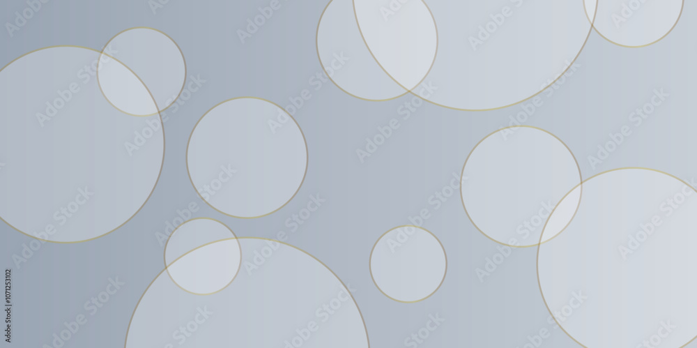 Aufkleber Minimal geometric white and blue circle background with golden line. modern transparency circle presentation background. Light circles template design. Object web design. Minimal poster simple Vector.